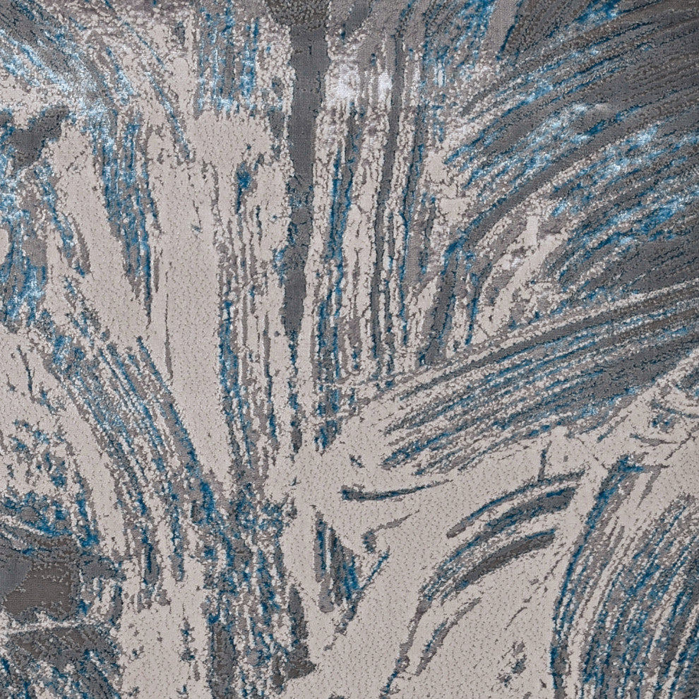 KAS Luna 7130 Silver/Blue Stroked Area Rug, 3'3"x4'11"