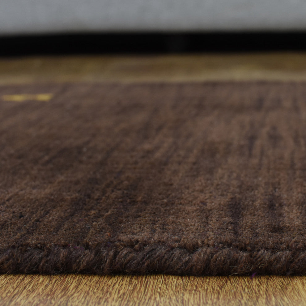 HAND KNOTTED LOOM WOOL ECO-FRIENDLY AREA RUGS - Runner, Brown, Contemporary