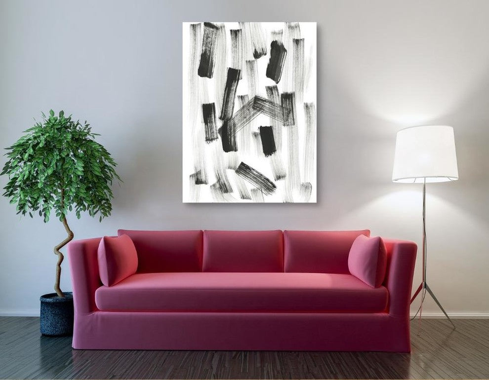 Epic Graffiti 'Black and White Strokes North' Giclee Canvas Wall Art, 40"x54"