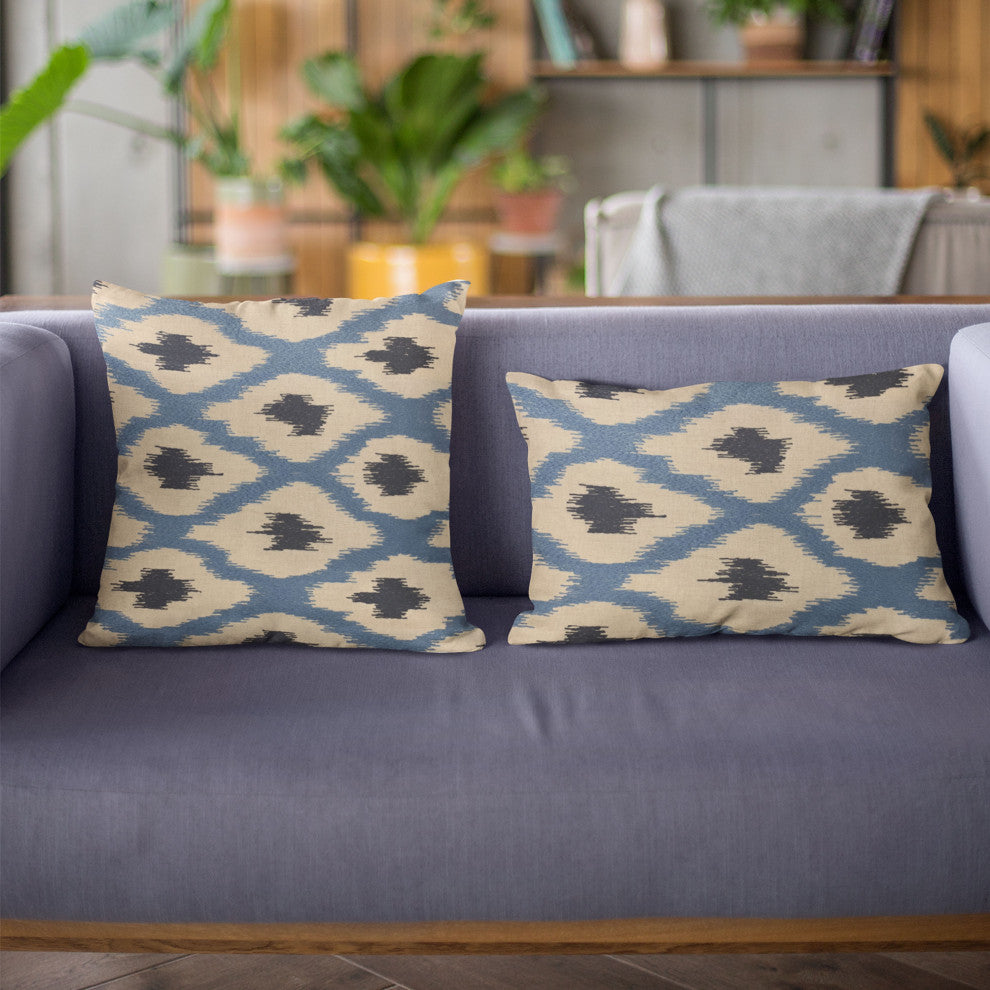 Plutus Blue Color Stitched Dot Luxury Throw Pillow, 18"x18"
