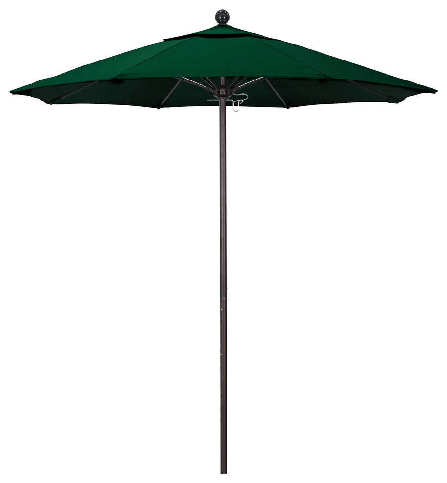 7.5' Fiberglass Umbrella Bronze, Sunbrella, Forest Green