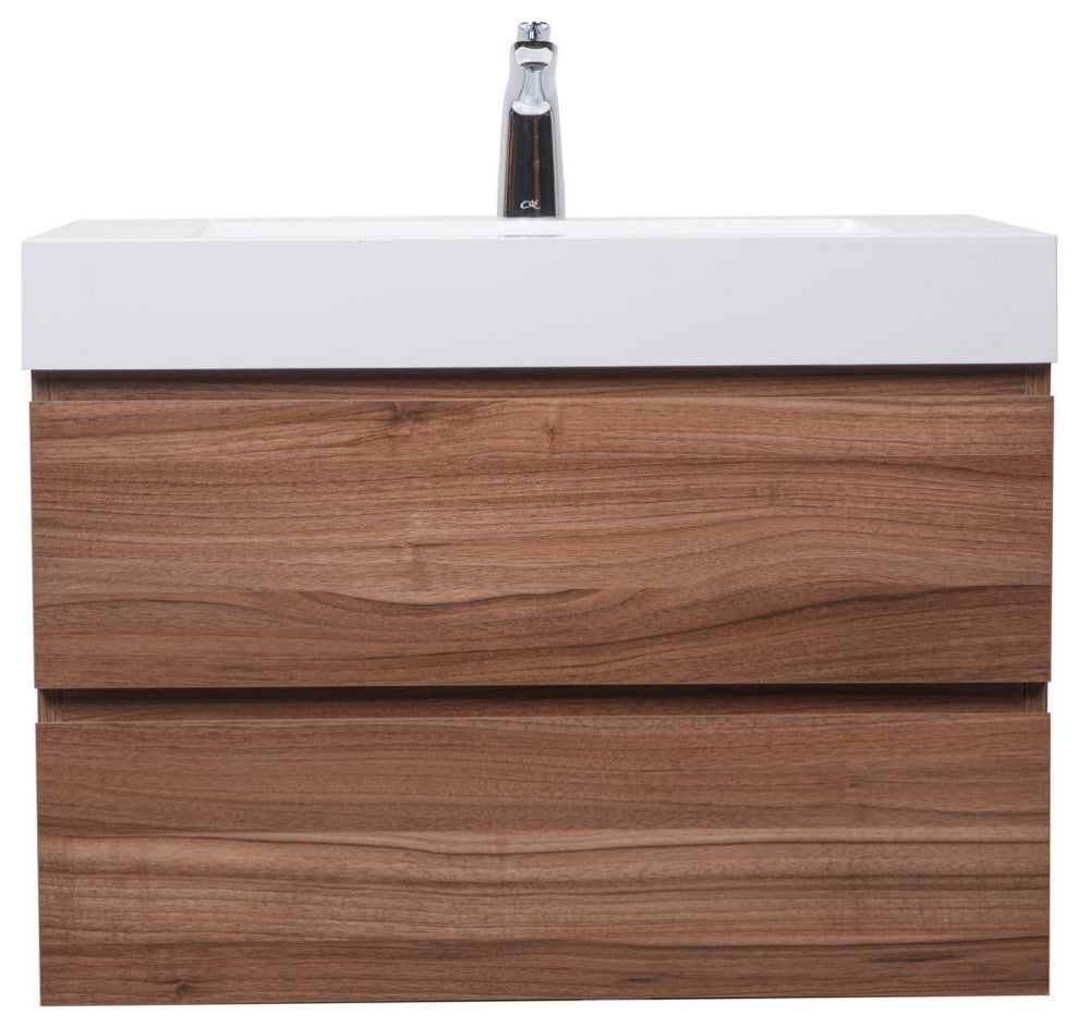 Angela 32" Wall Mount Bathroom Vanity, Walnut