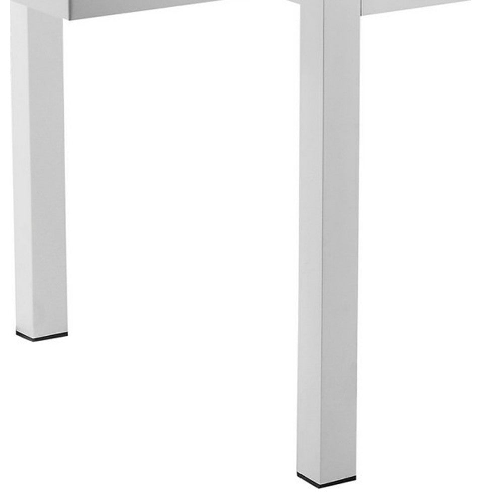 Benzara BM287743 Meta 95" Extendable Dining Table, White Aluminum Frame
