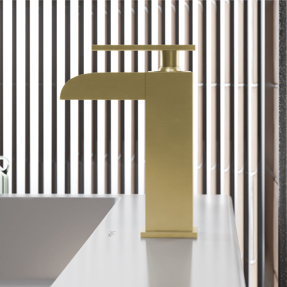 Concorde Single Hole, Waterfall Bathroom Faucet, Brushed Gold