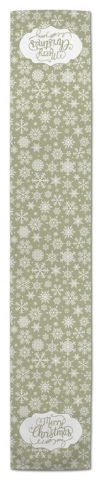 Gold Merry Christmas Snowflake Pattern Table Runner, 16"x72"