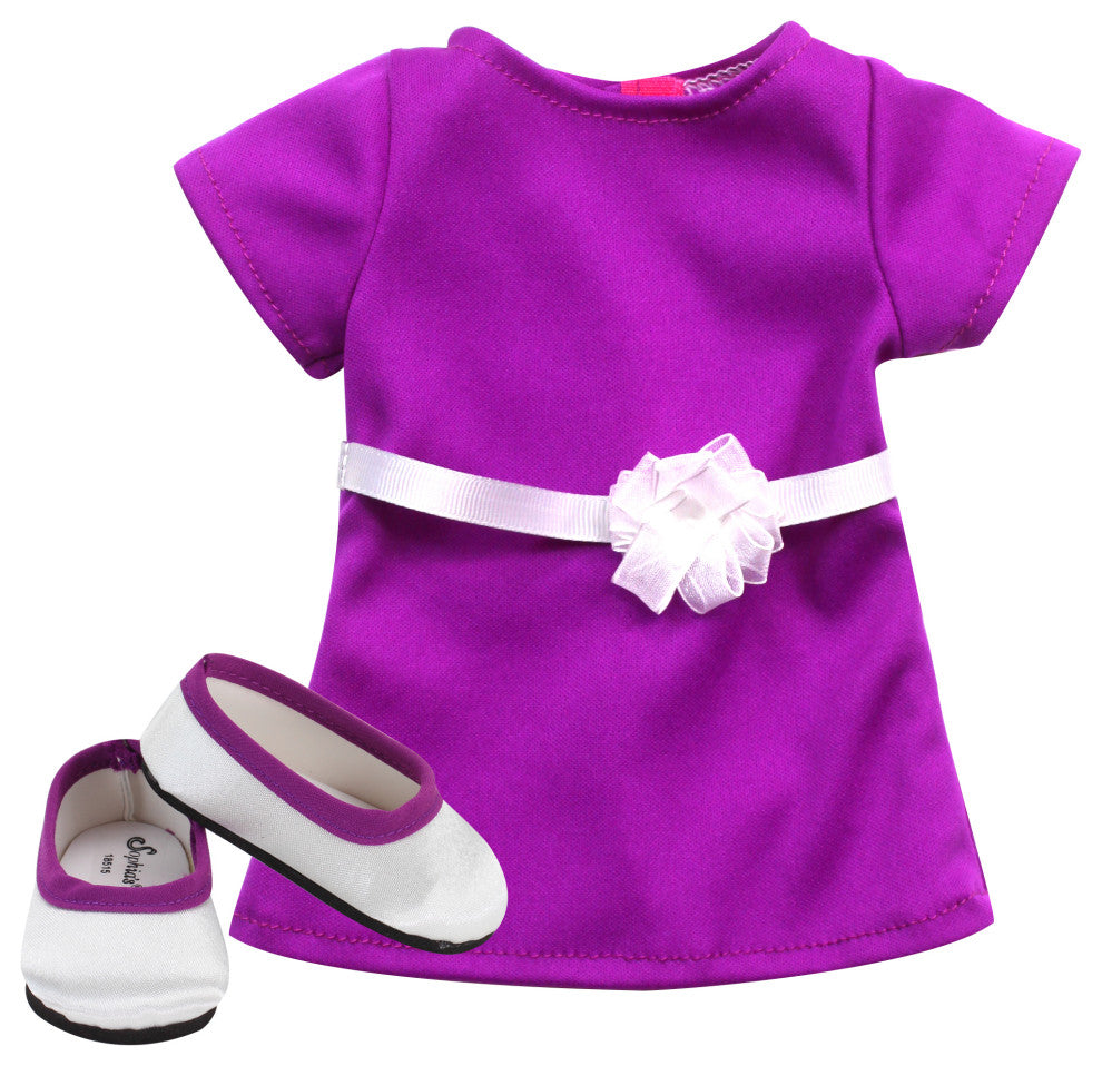 18" Miley Brunette Vinyl Doll Purple Dress