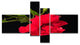 Bright Red Hibiscus on Black, Large Floral Canvas Art Print, 60"x32", 4 panels