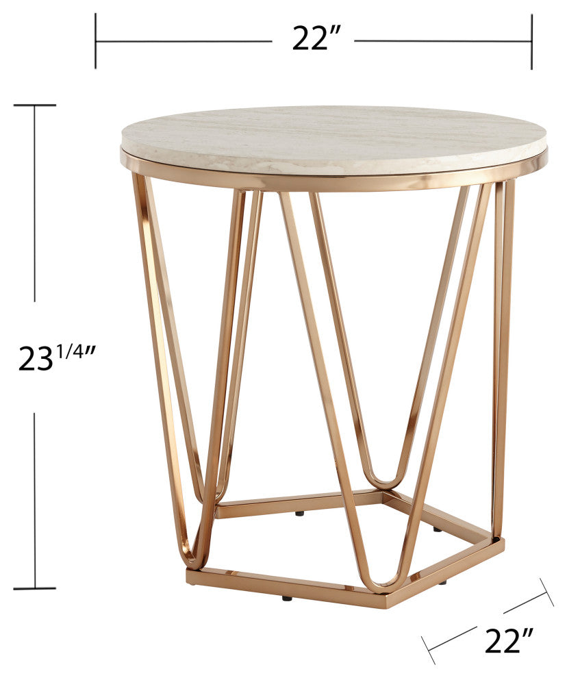 Dorking Faux Stone Round End Table