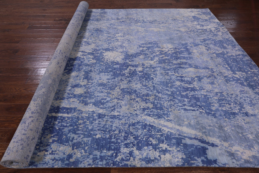 Abstract Wool and Silk Handmade Rug 8' 10" X 12' 6" Q8654