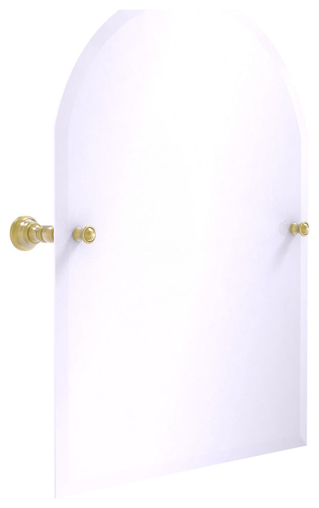 Carolina Frameless Arched Top Tilt Mirror with Beveled Edge, Satin Brass