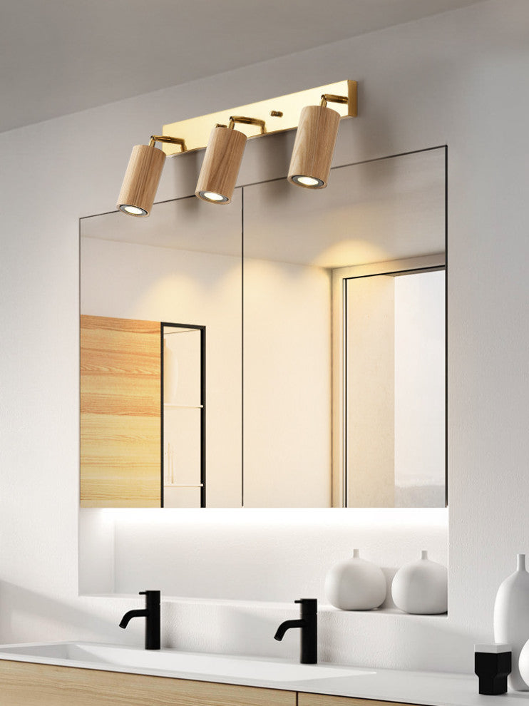 Sevilla | Creative Cylinder Wooden LED Wall Lamp, Light Wood, 3 Heads