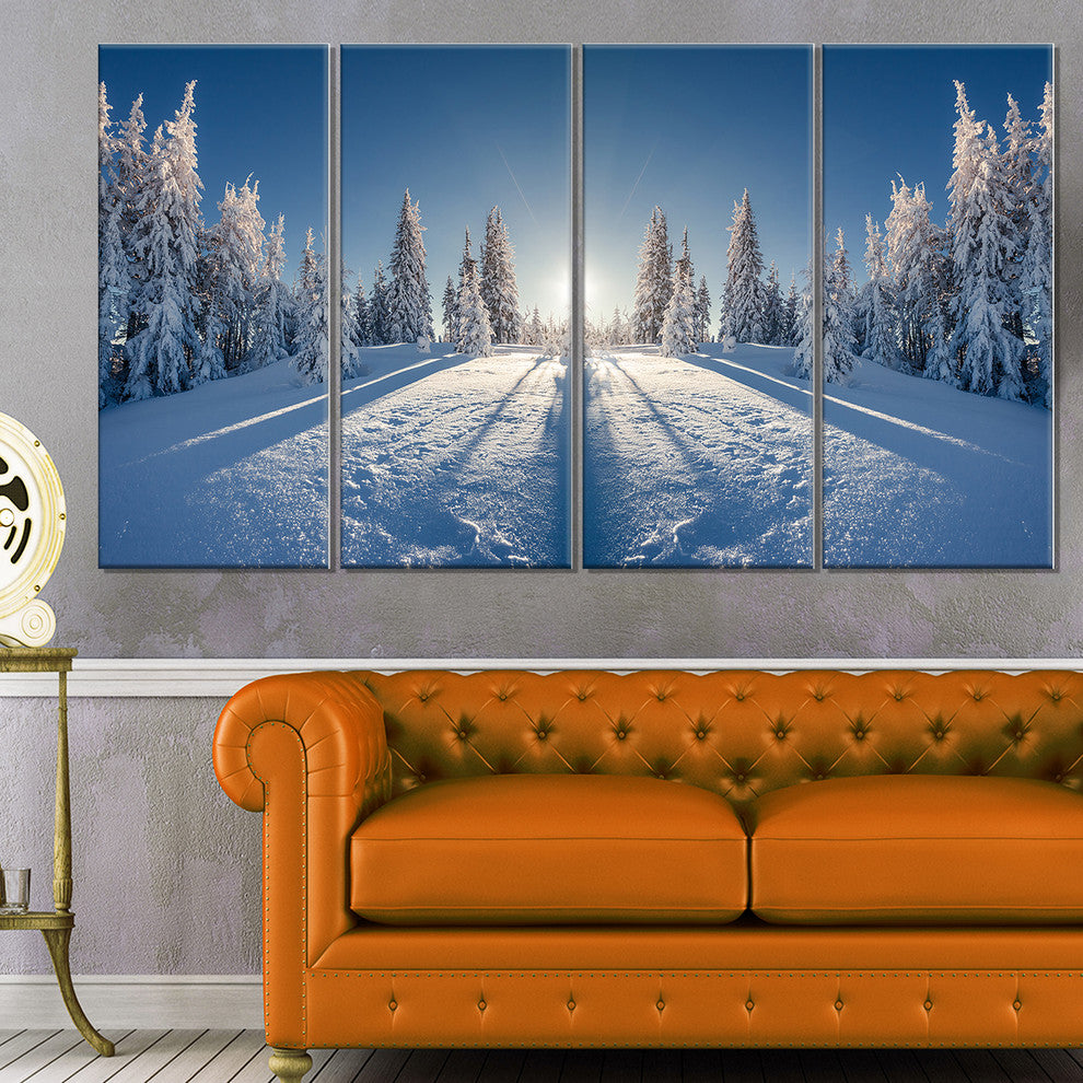 "Majestic White Winter Landscape" Landscape Print Wall Art, 4 Panels, 48"x28"