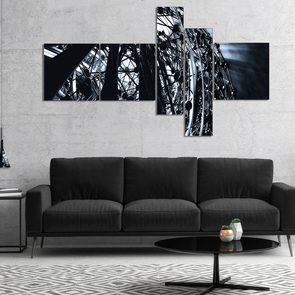 3D Abstract Art Black Atomic, Abstract Canvas art print, 60"x32", 5 panels