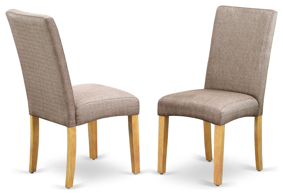 5Pc Square 36" Table, Four Parson Chair, Fabric- Dark Khaki Color