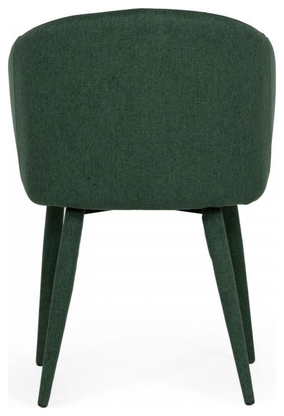 Set of Two Green Fabric Wrapped Dining Chairs