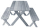 Cedar Cross-Leg Table with 2 Benches, Gray Stain, 5 Foot