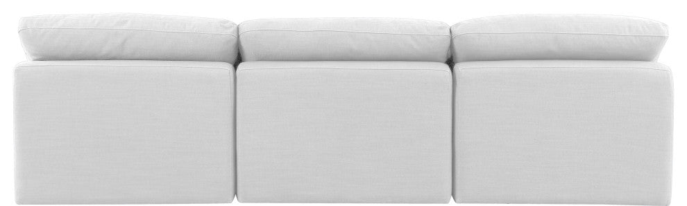Indulge Upholstered Modular Sofa, White, 3-Piece: 3 Armless Chair, Down Stuffed Linen Textured Fabric