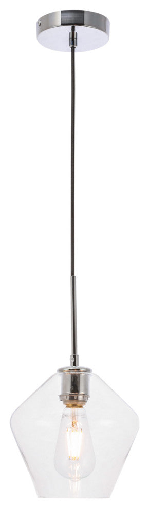Gene 1 Light Pendant in Chrome & Clear Glass