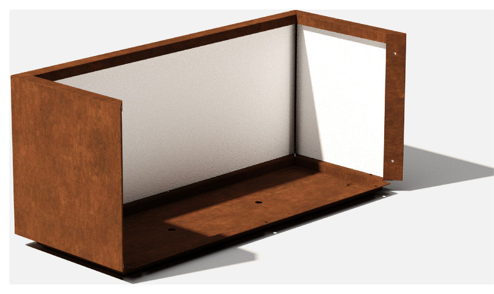 Metallic Series Corten Steel Long Box Planter, Large