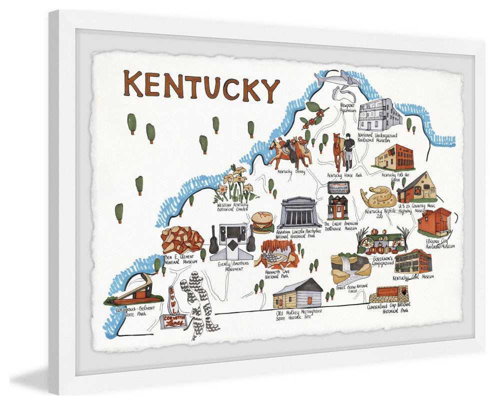 "White Kentucky Spots" Framed Painting Print, 36x24