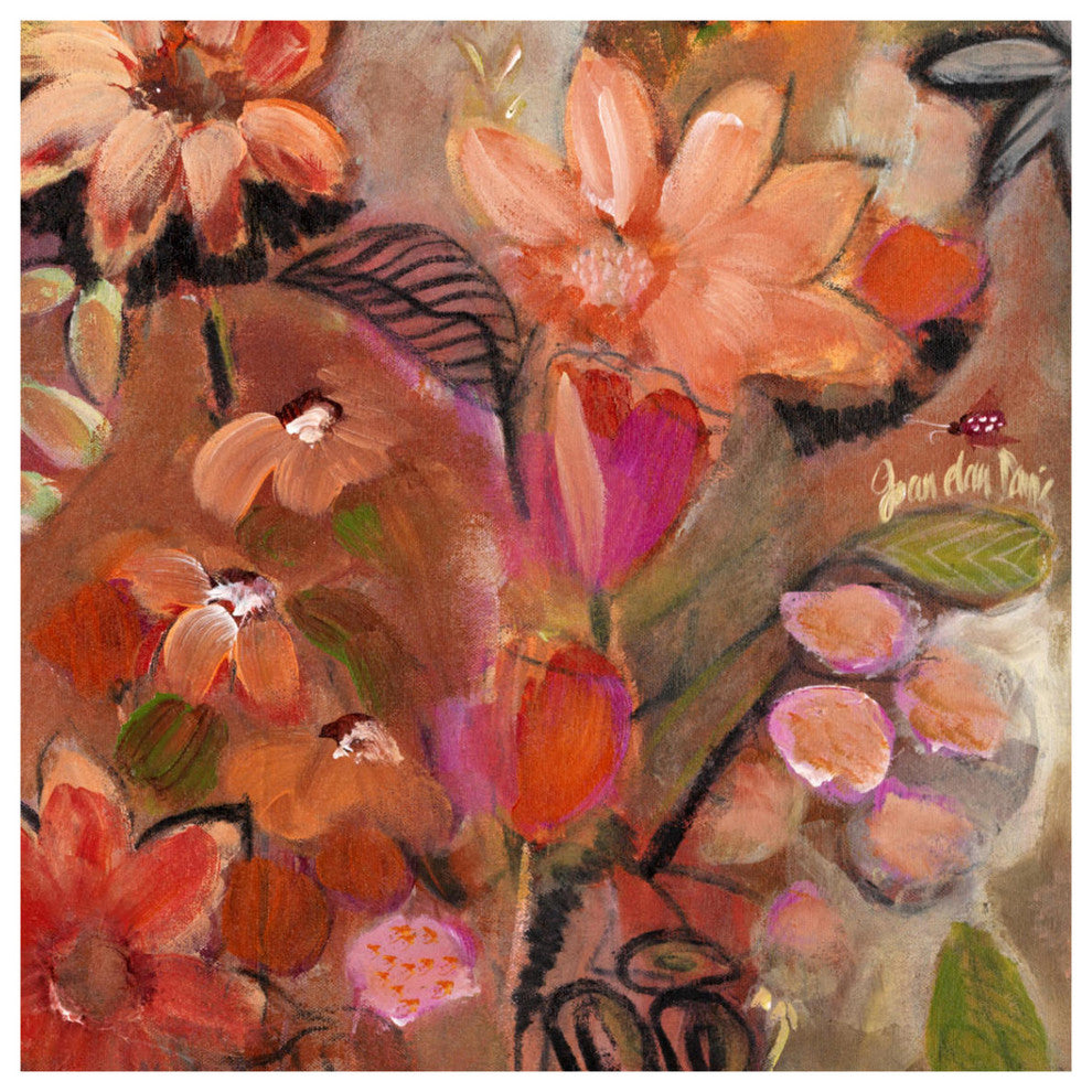 "Garden of a Joyful Day BR" Digital Paper Print by Joan Elan Davis, 38"x38"