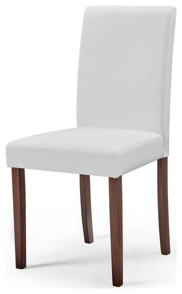 Side Dining Chair and Table Set, Faux Leather, Drak Brown White, Modern, Bistro