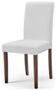 Side Dining Chair and Table Set, Faux Leather, Drak Brown White, Modern, Bistro