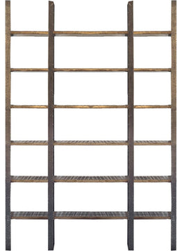 Brown Wood and Iron Six Shelf Standing Unit