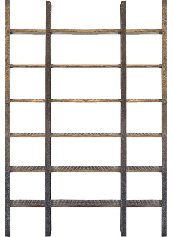 Brown Wood and Iron Six Shelf Standing Unit