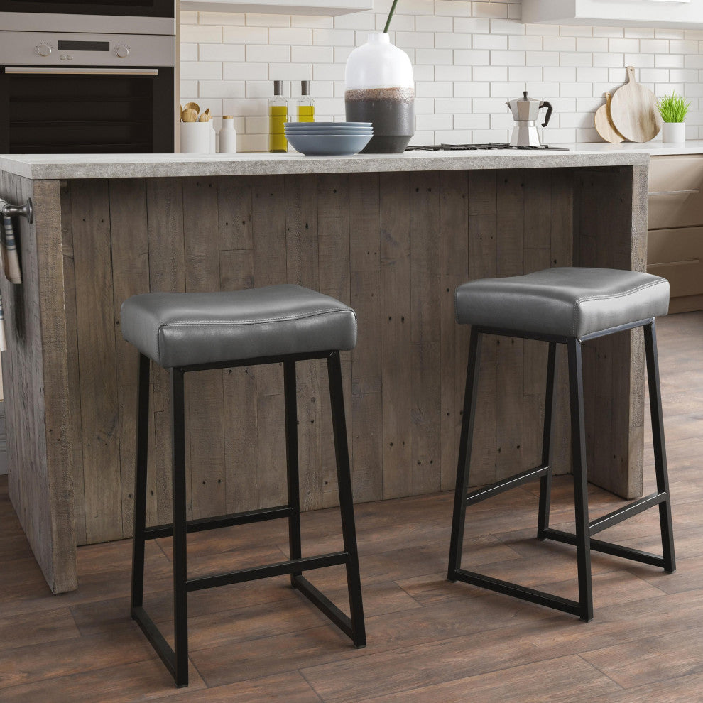 Amber 26" Counter Stool, Set of 2, Smokey Gray