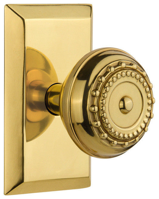 Studio Plate Passage Meadows Door Knob, Polished Brass