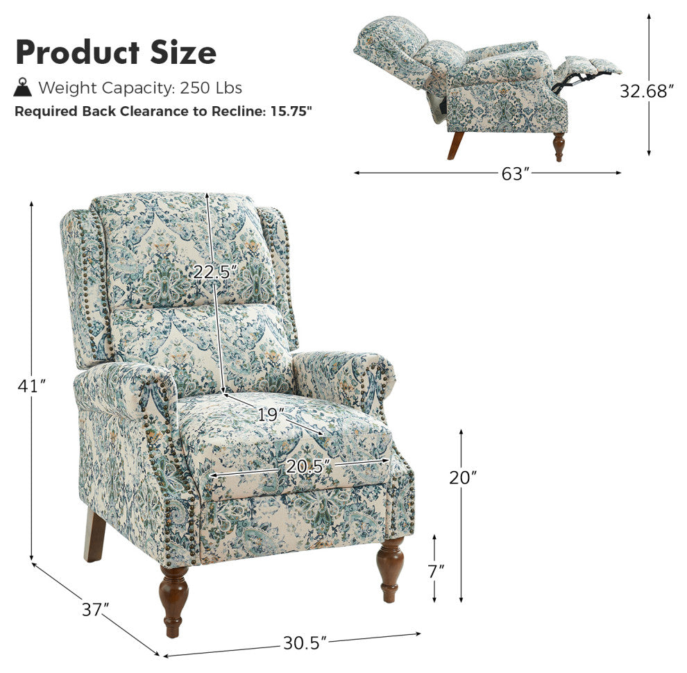 30.5" Manual Recliner Set of 2, Blue
