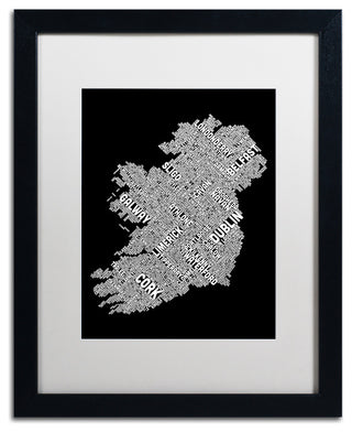 Michael Tompsett 'Ireland City Text Map 2' Matted Framed Art, White Mat, 20"x16"