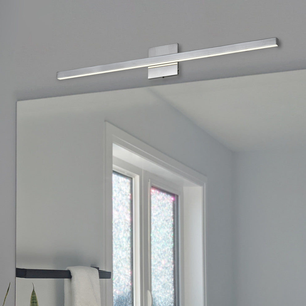 Polished Chrome Modern Vanity With White Acrylic