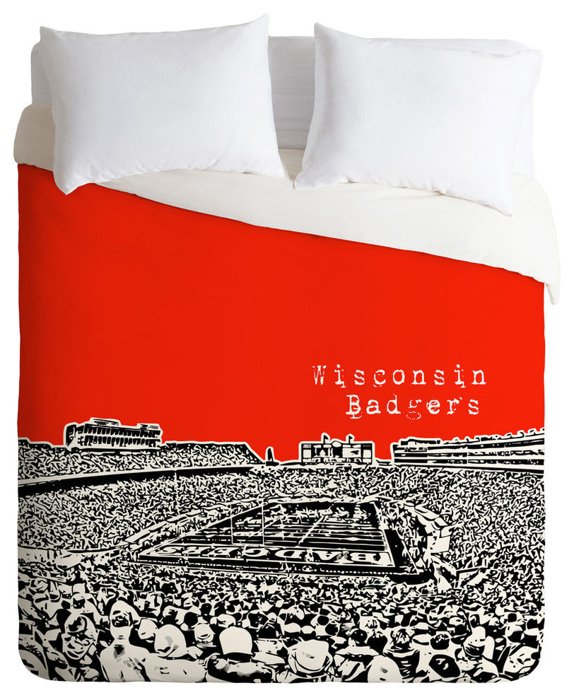 Deny Designs Bird Ave Wisconsin Badgers Red Duvet Cover - Lightweight