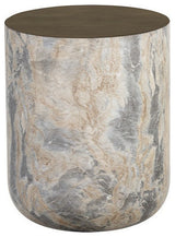 Diaz End Table, Marble Look, Antique Brass