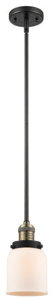 Small Bell 1-Light LED Pendant, Black Antique Brass, Glass: Matte White Cased