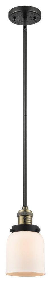 Small Bell 1-Light LED Pendant, Black Antique Brass, Glass: Matte White Cased