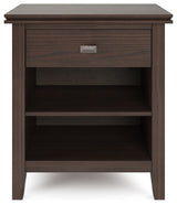 Artisan SOLID WOOD Bedside Table in Warm Walnut Brown