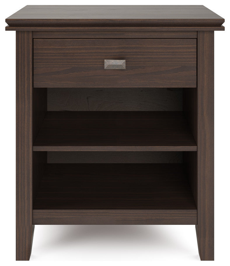 Artisan SOLID WOOD Bedside Table in Warm Walnut Brown