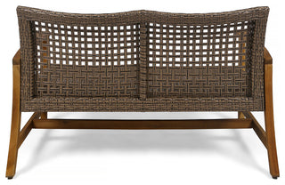 Spring Spender Outdoor Wicker Loveseat, Coffee Table Set, Mixed Mocha, Natural