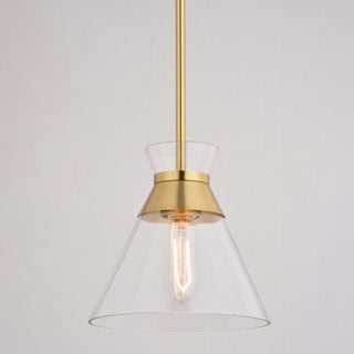 Harper 1-Light Gold Brass Mid-Century Modern Pendant Light Clear Glass