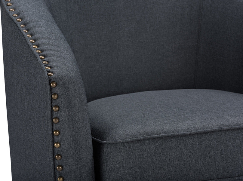 Porter Gray Fabric Upholstered Swivel Tub Chair