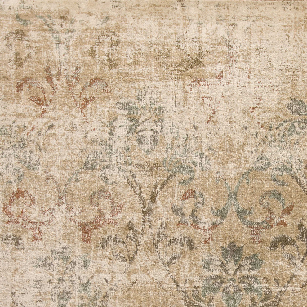 HomeRoots 8'x11' Champagne Beige Machine Woven Damask Indoor Area Rug