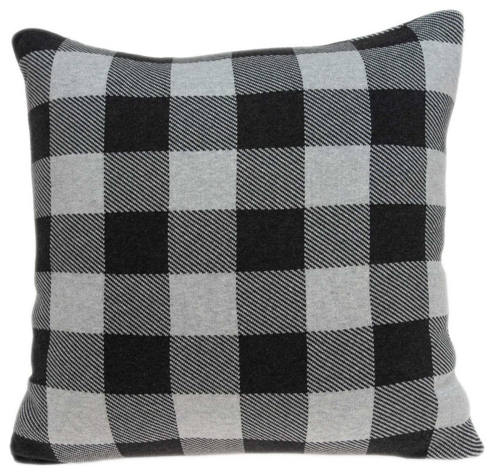 Square Buffalo Check Gray Accent Pillow