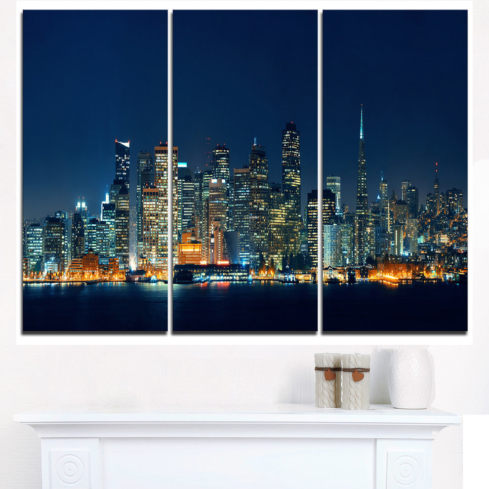 "San Francisco Skyline at Night" Metal Wall Art, 3 Panels, 36"x28"
