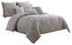 Benzara BM225180 9 Piece Queen Comforter Set with Textured Floral Print, Gray