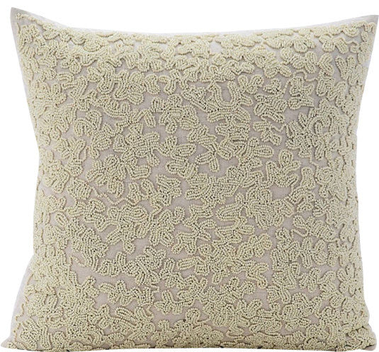 Ivory Decorative Pillow Covers 24"x24" Cotton, Ivory Dreams