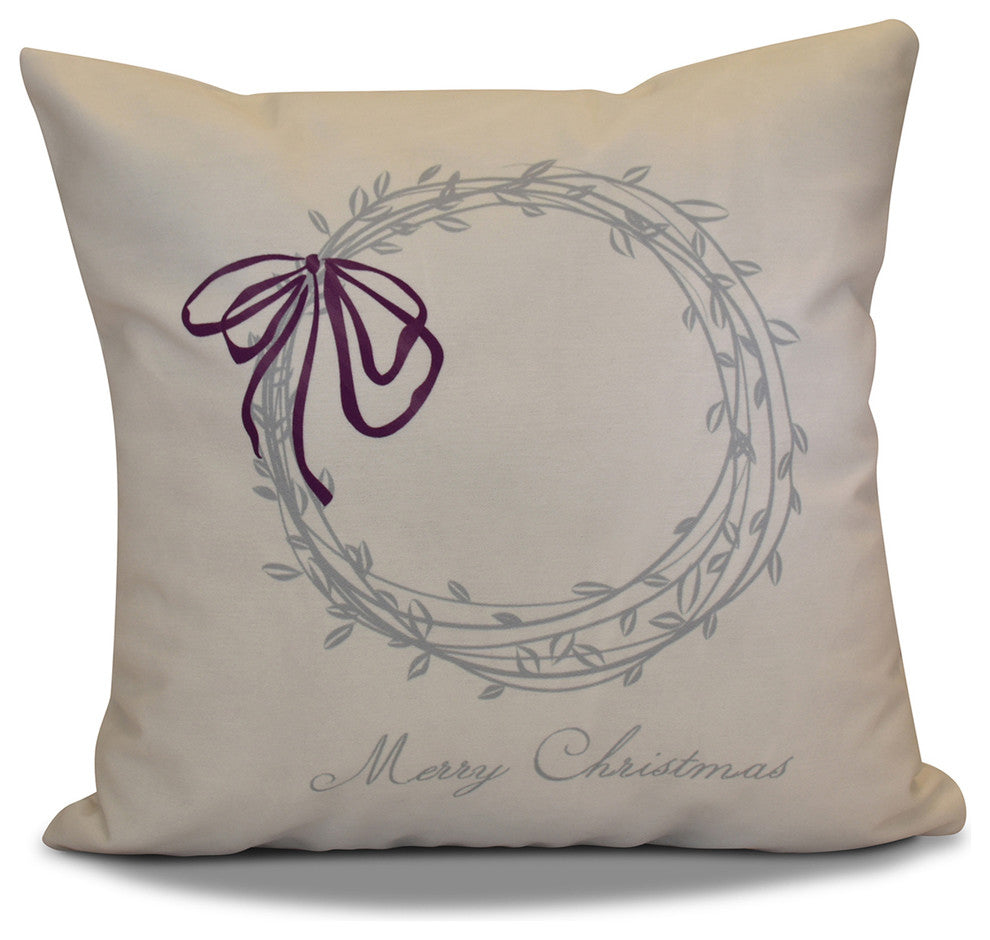 Merry Wishes Pillow, Gray, 18"x18"