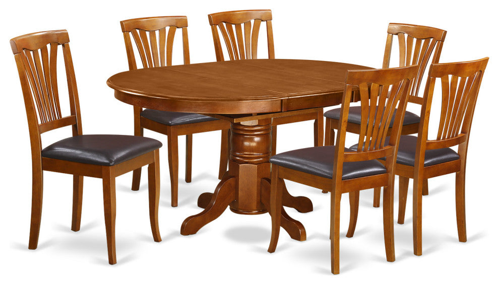 Avon7-Sbr-Lc, 7-Piece avon Table With Leaf and 6 Padded Leather Chairs